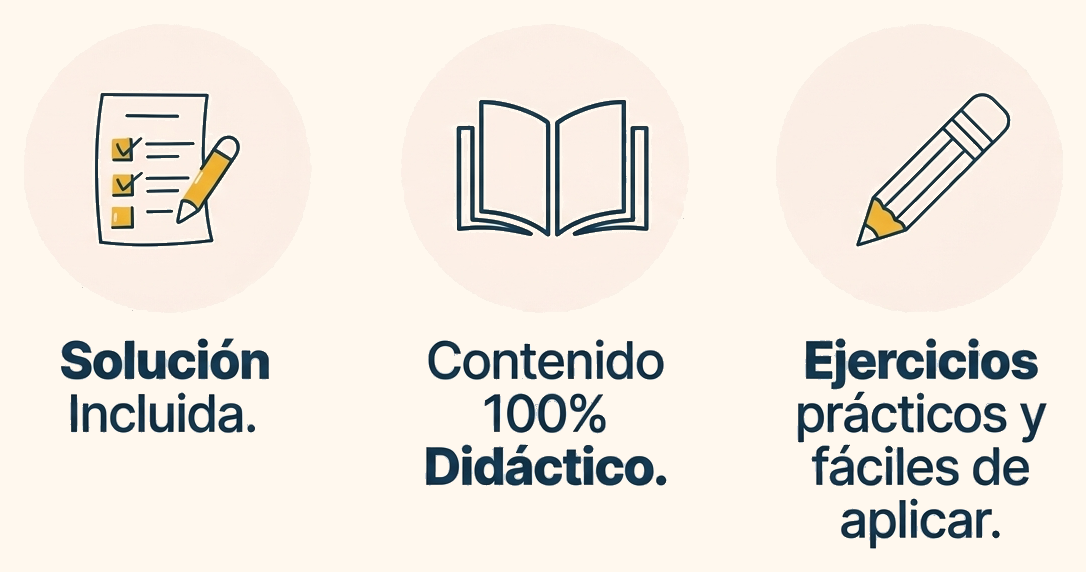 Solucionario incluido. Contenido didáctico. Ejercicios prácticos